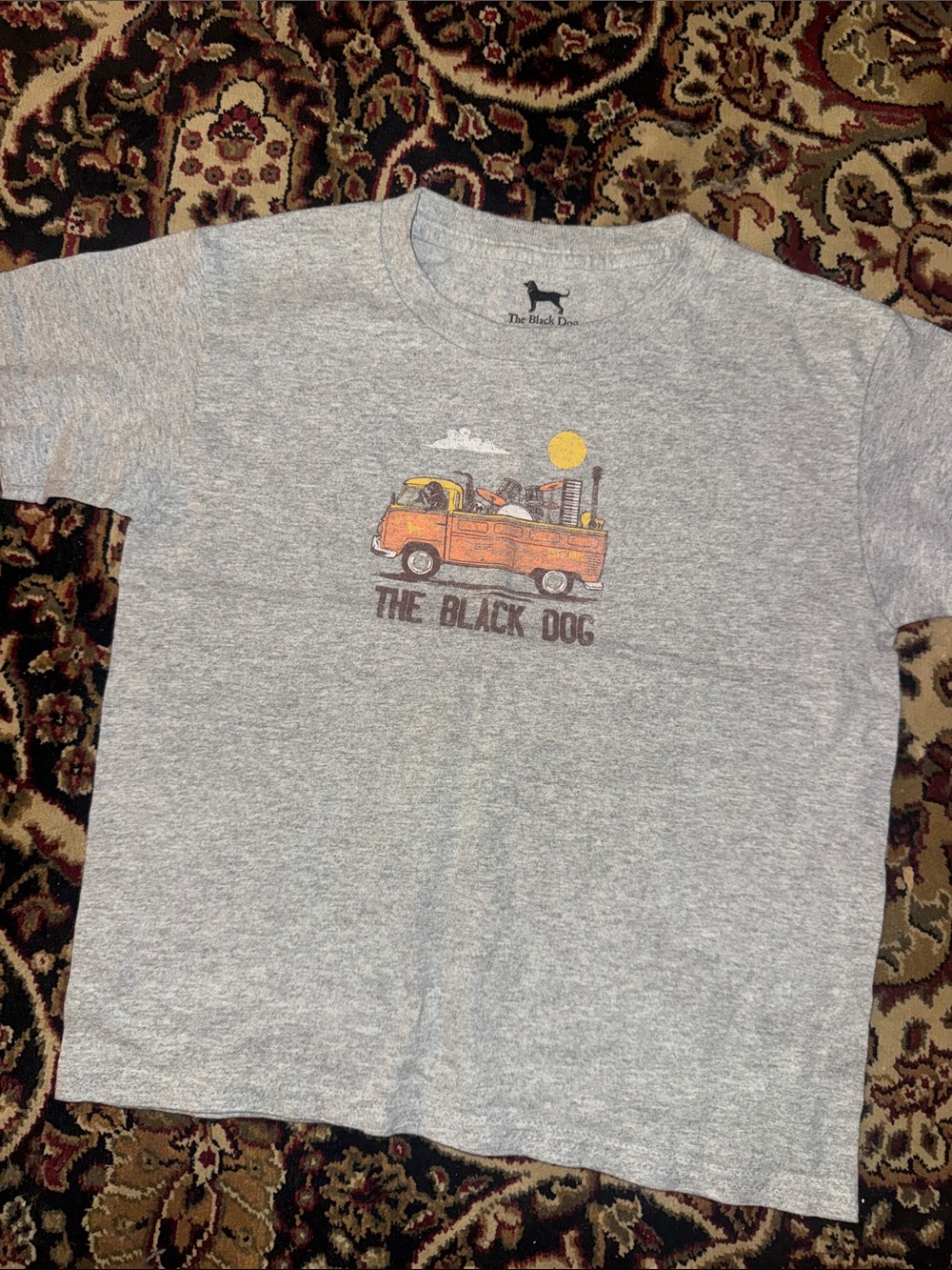 The Black Dog Heather Gray Tee with Orange Truck Graphic Kids XS (6/7)